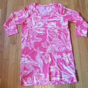 LILLY PULITZER V NECK T SHIRT DRESS 3/4 sleeve M